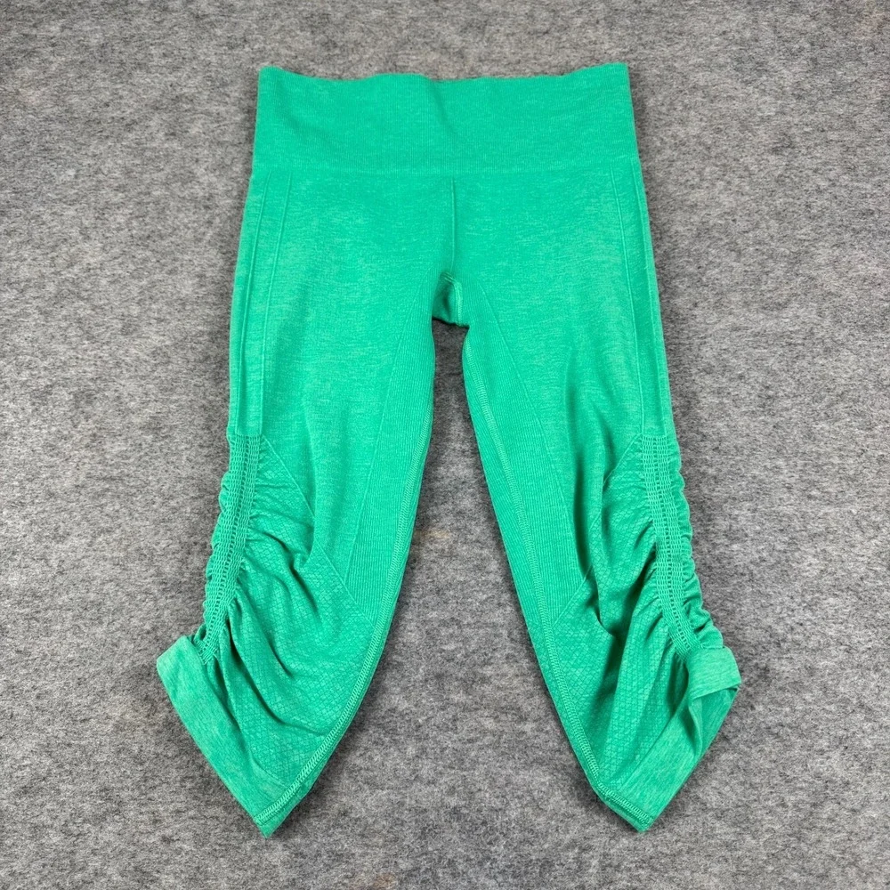 Lululemon In The Flow Crop Leggings Mid Rise W6997S Very Green Womens 4